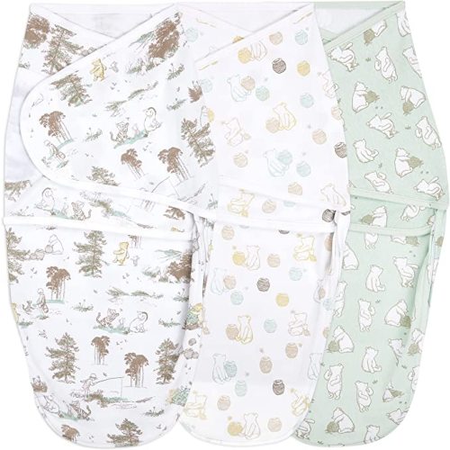 aden + anais, Cotton Knit Baby Wrap, Newborn Wearable Swaddle Blanket, 3 Pack, Winnie, 0-3 Months