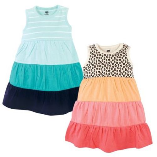 Hudson Baby Infant Girl Cotton Dresses, Leopard Coral Mint, 9-12 Months