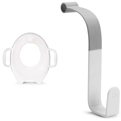 Munchkin Sturdy Potty Training Seat, Grey & Hooked Potty Ring Storage Hook, Grey
