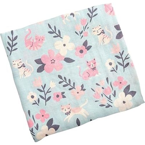 Stephen Joseph, Muslin Swaddle Blanket for Baby Girls and Boys, Newborn Receiving Blanket for Swaddling, 100% Cotton Baby Swaddle Wrap, Receiving Swaddle Wrap, 47 x 47 inches, Cat