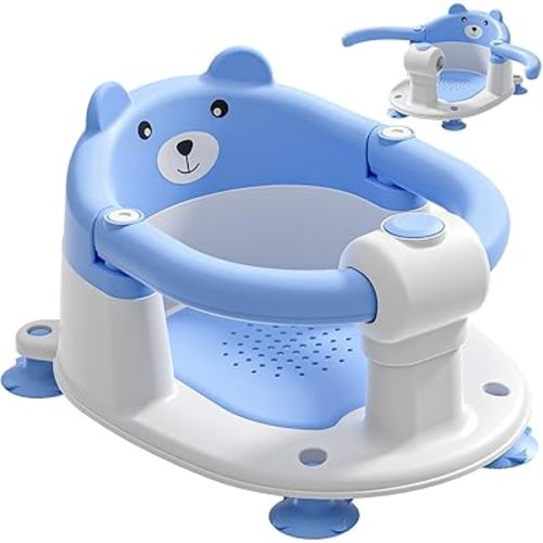 Baby Bath Seat for Babies 6 Months & up, Infant Bath Seats for Babies Sitting Up Non-Slip Bath Chair with Suction Cups Newborn Baby Bath Tub Seat for Shower, Blue
