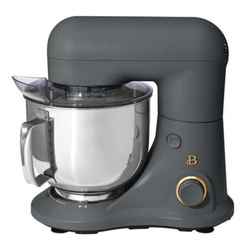 Beautiful 5.3 Qt Stand Mixer, Oyster Gray with Flat Beater, Dough Hook, Balloon Whisk