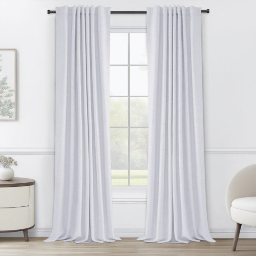 Gracie Oaks Graciella Thermal Insulated Faux Linen Textured 100% Blackout Curtains for Bedroom Living Room Back Tab/Rod Pocket & Reviews | Wayfair