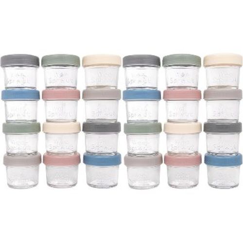 WeeSprout Glass Baby Food Storage Jars with Lids, Reusable Small Containers, 4 oz, 24 Pack