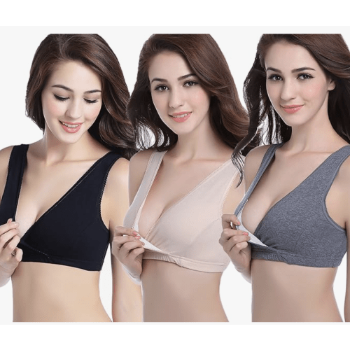 CAKYE 3 Pack Maternity Nursing Sleep Bra Breastfeeding Cotton Bralette