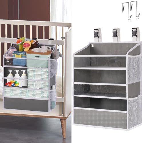 WishJazz XL Hanging Diaper Caddy Organizer for Changing Table, Crib, Playard, Wall & Door, Reinforced Diaper Stacker and Nursery Organizer-Hold 90+Diaper for Newborn Baby Essentials