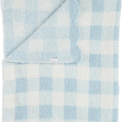 Mud Pie Blue Gingham Chenille Blanket