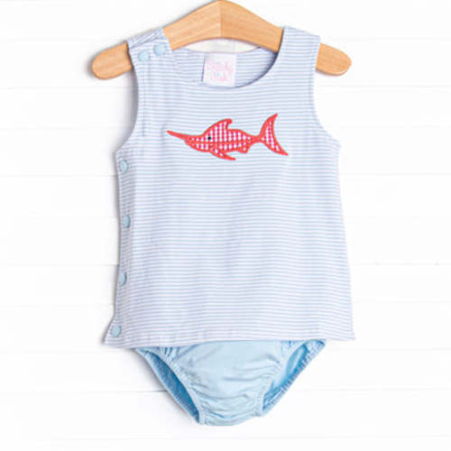 Marlin Marina Applique Diaper Set, Blue – Stitchy Fish