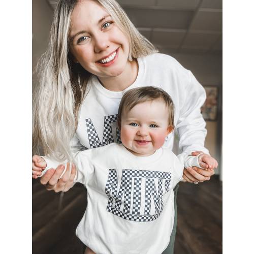 Mama + Me Checkered Sweatshirts , Matching Mama Shirts , Cute Mommy And Me Sweatshirts , Motherhood Shirt , Checkered Mama , Checkered Mini