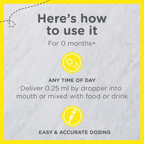 Zarbee's Vitamin D Drops for Infants, 400IU (10mcg) Baby & Toddler Liquid Supplement, Newborn & Up, Dropper Syringe Included, 0.47 Fl Oz (Pack of 2)