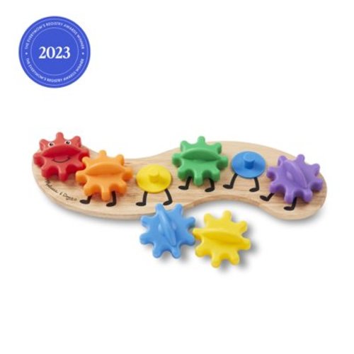 Melissa & Doug Wooden Rainbow Kids Learning Caterpillar Toy with 6 Interchangeable Gears