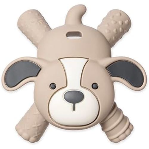 Itzy Ritzy - Ritzy Teether for Molars - Massages Sore Gums & Reaches Back Molars - Silicone Baby Teething Toy with Multiple Textures & Flexible Design - Teething Relief for 3 Months & Up (Puppy)