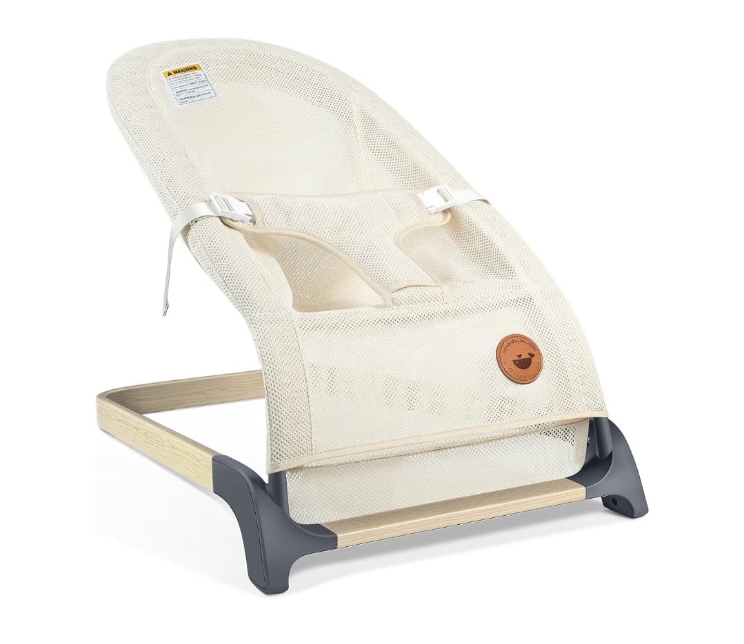 ANGELBLISS Baby Bouncer, Portable Bouncer Seat for Babies, Infants Bouncy Seat with Cotton Fabric, Natural Vibrations (Pink)