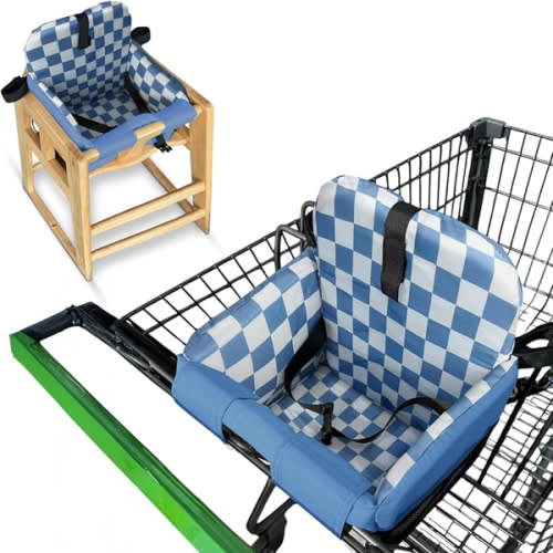 Shopping Cart Cover for Baby, High Chair Cover, Grocery Cart Cover, Cart Seat Cover for Baby, Shopping Cart Seat, Shopping Cart Cover for Baby Girl, Shopping Cart Cover for Baby Boy (Blue Checkered)