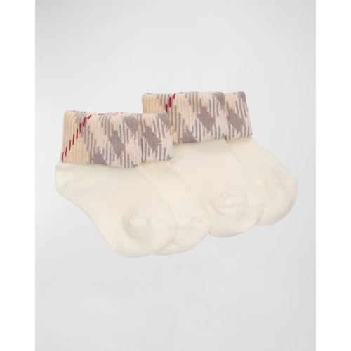 Kid's 2-Pack Check-Print Socks, Size Newborn-18M