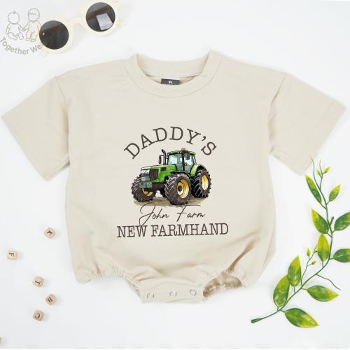 Personalized Tractor Baby Romper, Boy Tractor With Name Baby Shirt, Farm Tractor Baby Boy Romper, Baby Boy Clothes, Baby Shower Gift