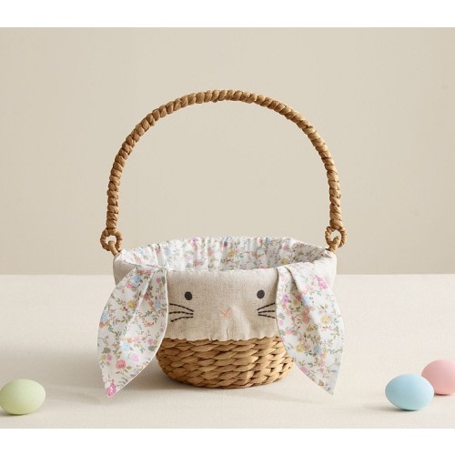Personalized Floral Bunny Ear Easter Basket Liner w/basket
