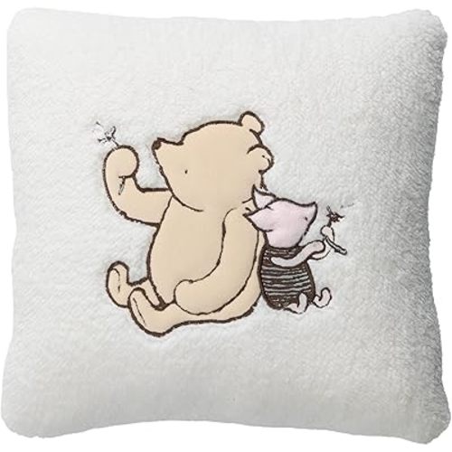 Lambs & Ivy Storytime Pooh Soft Faux Shearling Nursery Throw Pillow - Cream