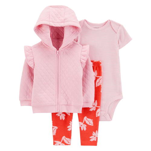 Carter's Child of Mine Baby Girl Cardigan Outfit Set 3-Piece Sizes 0/3-24 Months