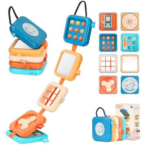 SOSUSHOE Busy Board for 1 Year Old, Montessori Toys for 1 Year Old, Easter Basket Stuffers for Toddler, Travel Activities Busy Board Busy Cube, Toys for 1 Year Old Boy Girl
