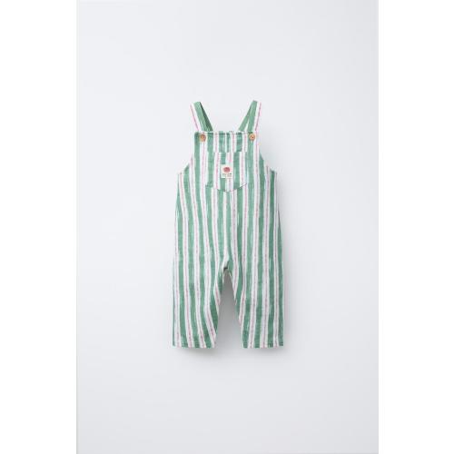 STRIPED FLEECE OVERALLS - Green / Ecru | ZARA United States