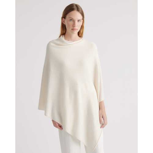 Mongolian Cashmere Poncho  in Ivory