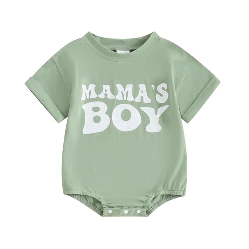 Socutebabe Newborn Infant Baby Boy Summer Outfit Mamas Boy Baby Clothes Boy Oversized Romper Shirts Short Sleeve Onesie