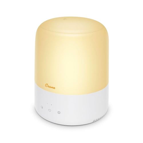 Crane Top Fill Mini Humidifier for Bedroom and Nursery 3-in-1 Essential Oil Diffuser Sleep Light 0.5 Gallon Baby Humidifier