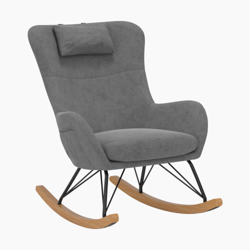 Baby Relax Robbie Rocker with Storage Pockets - Gray Linen