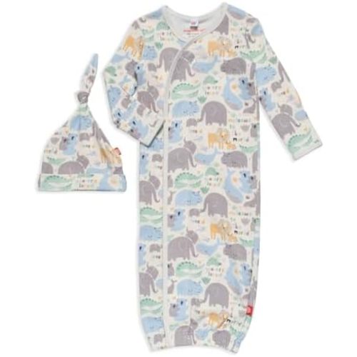 Winter Magnetic Me Organic Cotton Newborn Sleeper Gown & Hat Set | Super Soft Organic Cotton Fabric Sleep Sack | Little Lovin | NB-3 Months