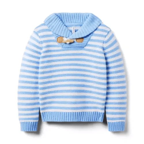Boy Colombo Blue Stripe Striped Shawl Collar Sweater by Janie and Jack