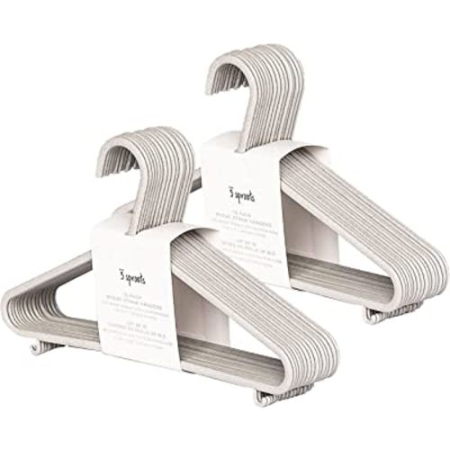 3 Sprouts Baby Wheat Straw Plastic Clothes Hangers - Pack of 30 - Speckled Gray