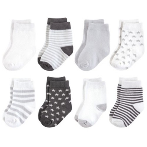 Touched by Nature Baby Unisex Organic Cotton Socks, Charcoal Stars, Size: 0-6 months