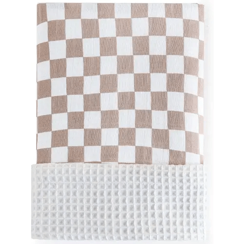 LifeTree Waffle Baby Blankets Neutral, Muslin Checkered Swaddle Blankets for Boys Girls, 2 Layers Crib Stroller Blanket Receiving Blankets with Muslin Front and Waffle Backing Infant Newborn