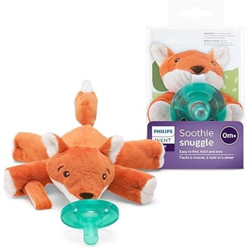 Philips Avent Soothie Snuggle Pacifier Holder with Detachable Pacifier, 0m+, Fox, SCF347/08