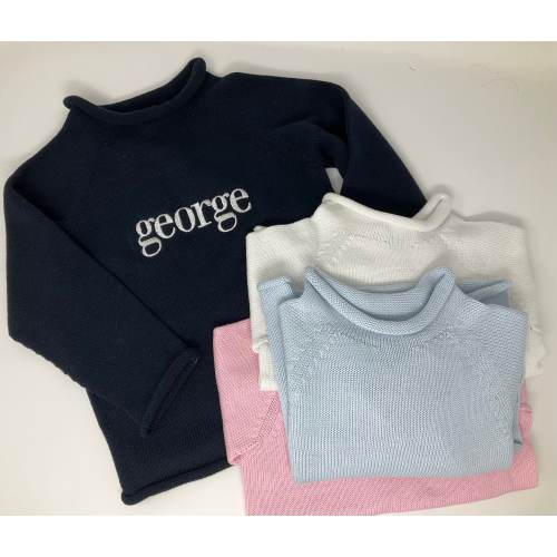 Kids Embroidered Rollneck Sweater, Preppy Sweater, Monogram, Personalized