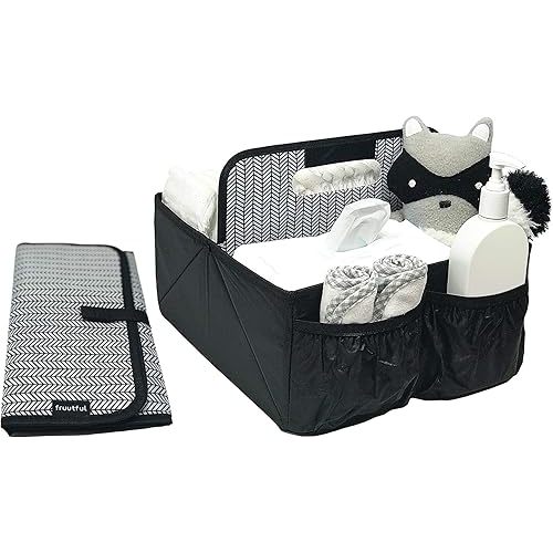 Baby Diaper Caddy and Car Organizer for Accessories| Changing Pad Included| Large Portable Storage Bin| Baby Shower or Holiday Gift