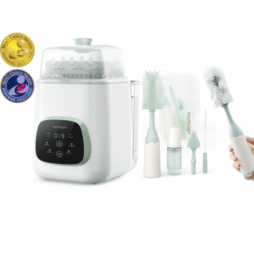Momcozy Portable Bottle Brush Set - Baby Bottle Cleaner Kit and Momcozy KleanPal Pro Baby Bottle Washer, Sterilizer & Dryer - All-in-One Cleaning Machine for Bottles