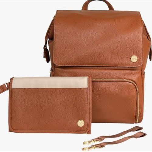 CleverMade Diaper Bag Backpack with Changing Pad & Stroller Straps - Stylish Unisex Maternity Back Pack Bags for Newborn Baby Essentials, Brown