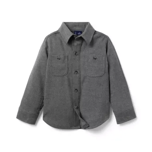 Boy Charcoal Heather Knit Twill Shirt by Janie and Jack