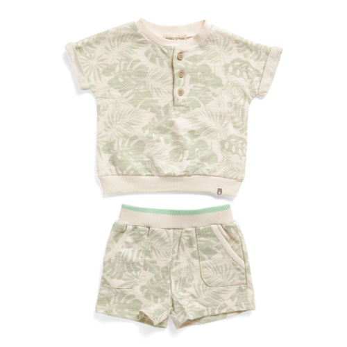 Infant Boys 2pc Palm Print Henley Top And Shorts Set | Baby Boys (0-24m) | Marshalls