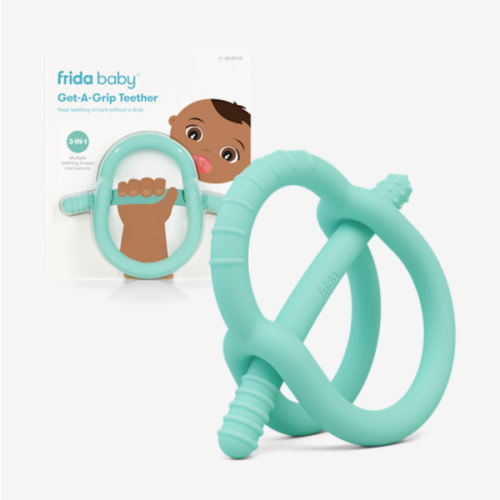 Frida Baby Get-A-Grip BabyTeether for Teething Relief | 100% Food-Grade Silicone Teething Toys for Baby 0-6, 12, 18 Months Infant, BPA-Free, PVC-Free | Teal