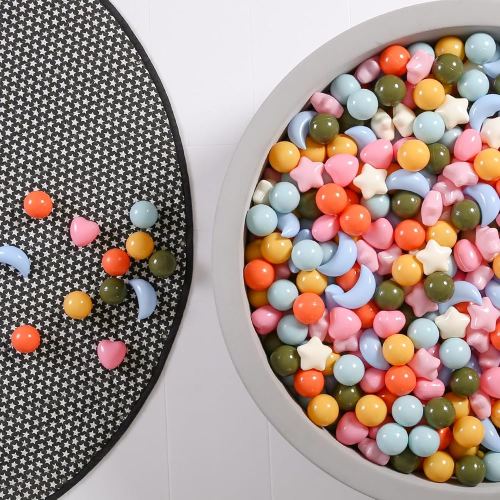 GOGOSO Star Heart Moon Ball Pit Balls, Shaped Play Balls for Ball Pit, 100 200 500 1000 Crush Proof Bpa Free Kids Toddler Baby Pastel Pelotas