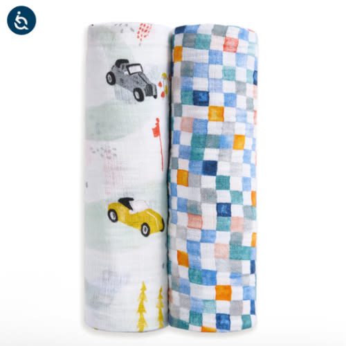 aden + anais vintage car rally essentials cotton muslin swaddles 2 pack