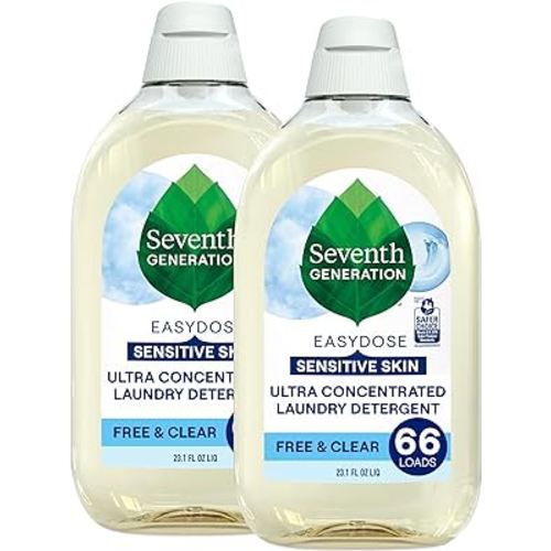 Seventh Generation Laundry Detergent, Ultra Concentrated EasyDose, Free & Clear, 23.1 Fl Oz (Pack of 2) (Packaging May Vary)