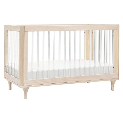 Babyletto Lolly 3-in-1 Convertible Crib with Toddler Bed Conversion Kit in Washed Natural/Acrylic, Greenguard Gold Certified