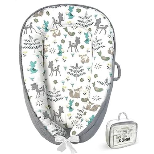 Baby Lounger for Newborn 0–24 Months, Baby Pillow & Baby Nest Lounger, Organic Cotton Breathable Infant Pillow, Portable Baby Nest for Home & Travel (Light Grey)