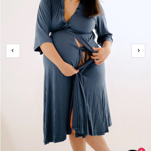Lila Labor & Postpartum Gown in Midnight Blue