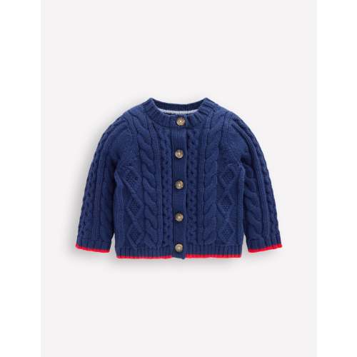 Heritage Cable Cardigan-Medieval Blue