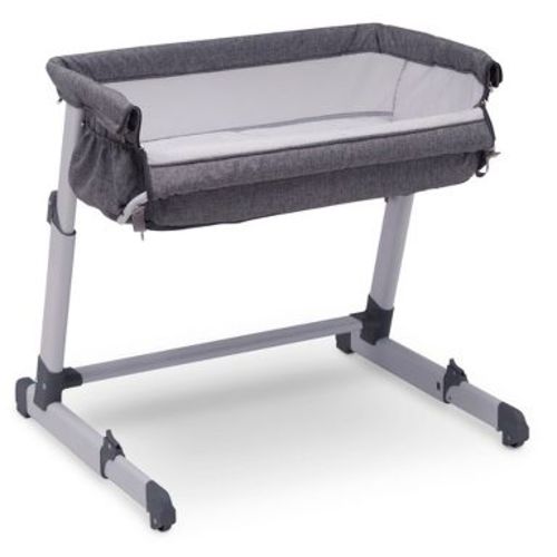 Simmons Kids' Dream Bedside Baby Bassinet Sleeper with Breathable Mesh and Adjustable Heights - Lightweight Portable Crib - Gray